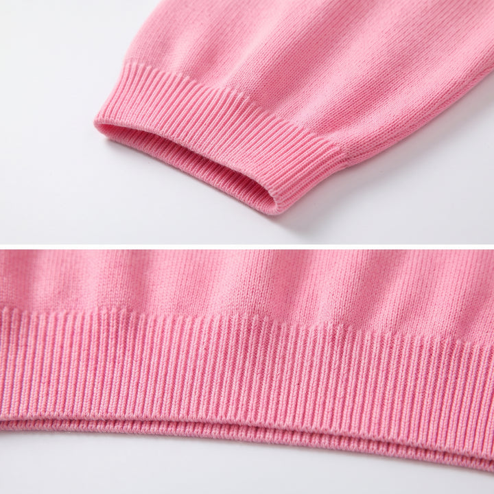 Men's Pink Waffle Knit Polo, V-Neck, Short Sleeves