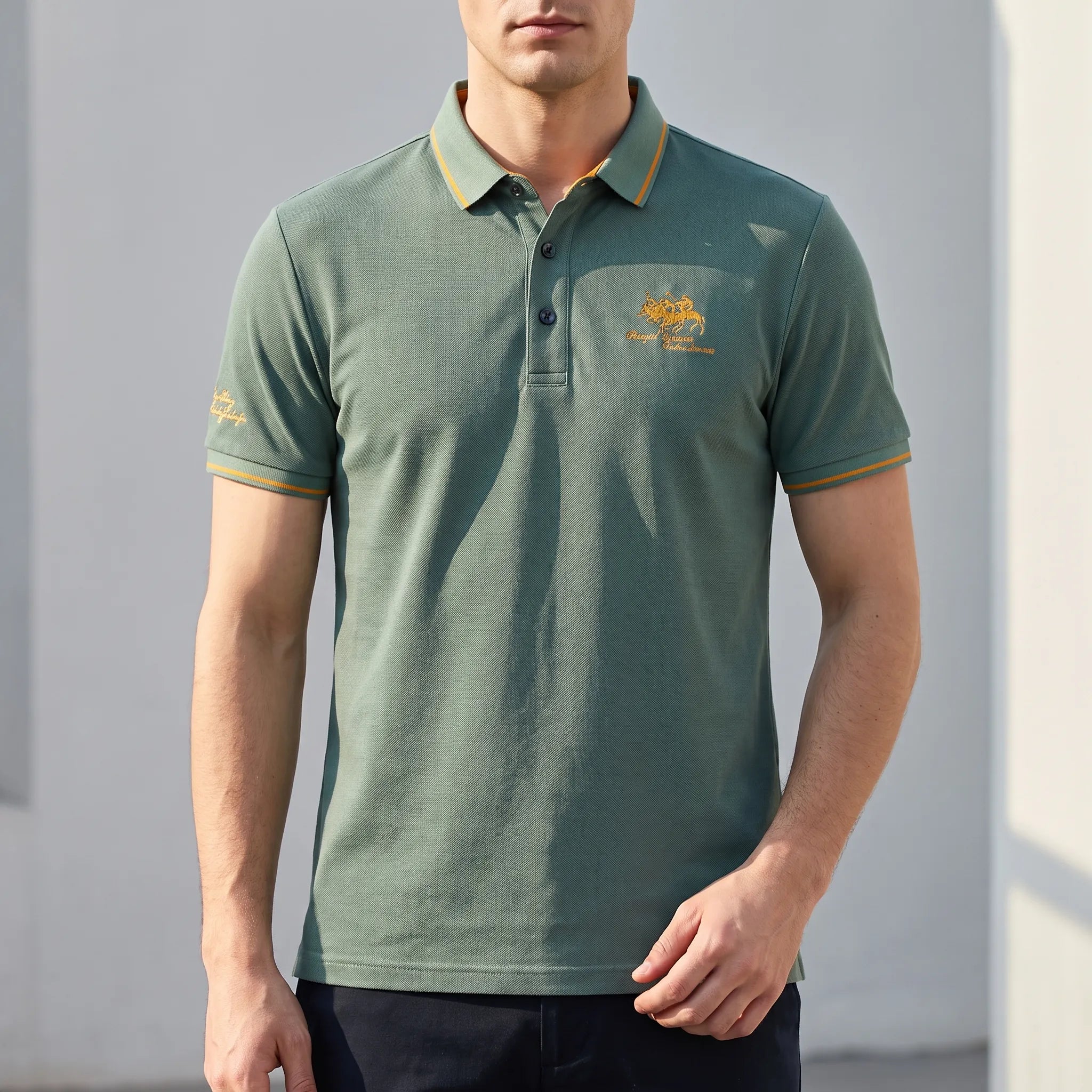 Knitwell  - Men's Knitted Short-Sleeved Polo Shirt Smart-Casual Outings