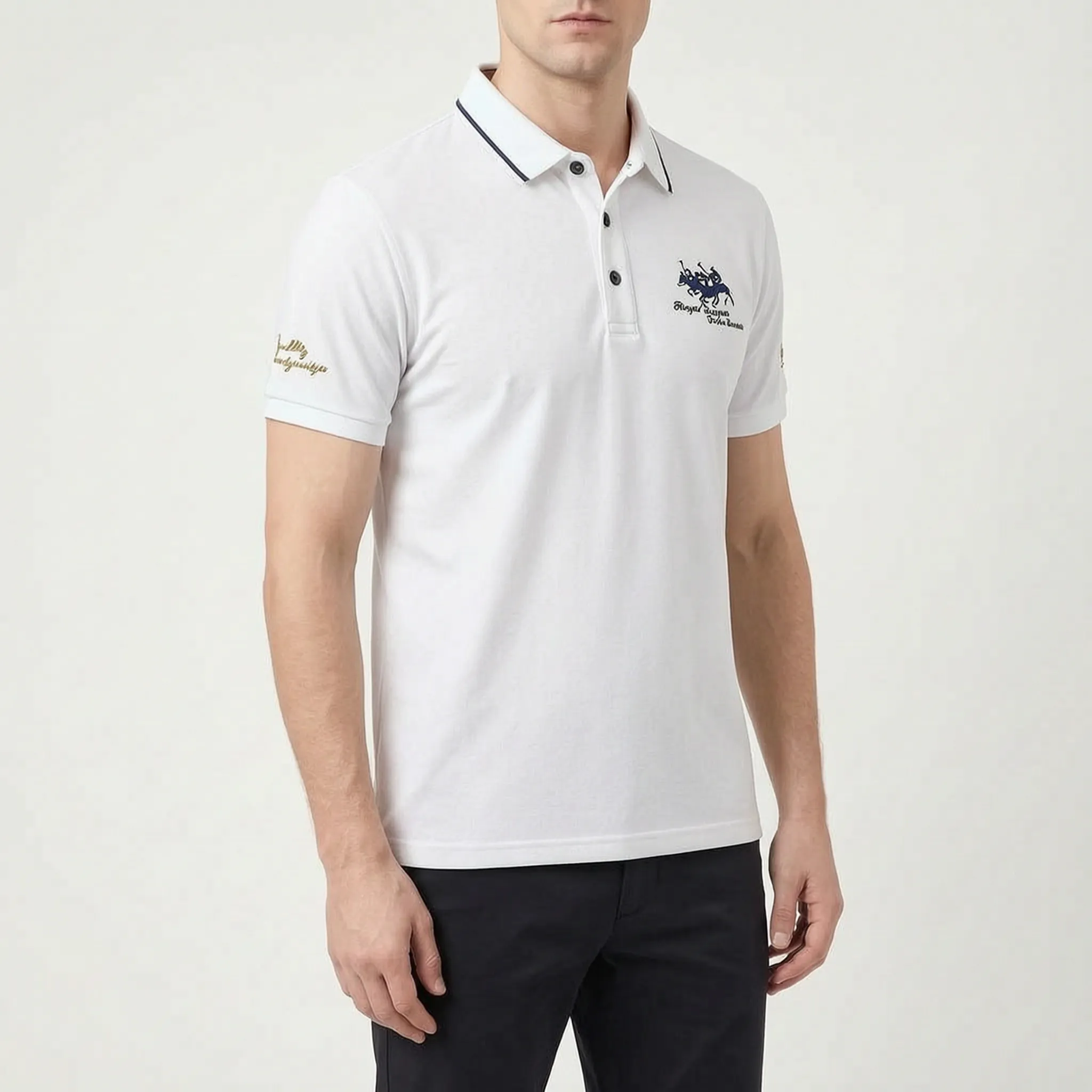 Knitwell  - Men's Knitted Short-Sleeved Polo Shirt Smart-Casual Outings