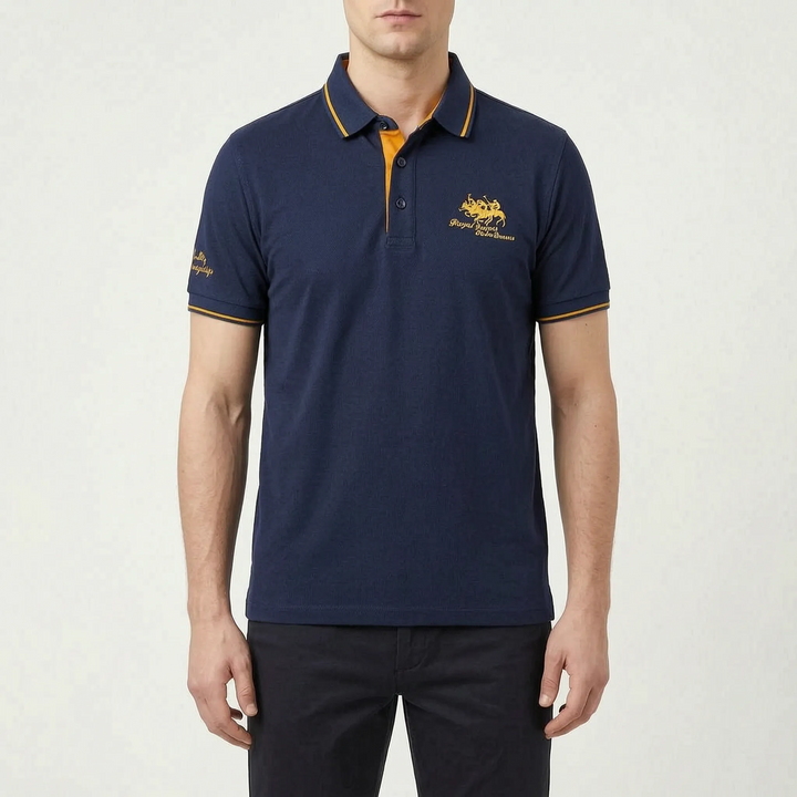 Knitwell  - Men's Knitted Short-Sleeved Polo Shirt Smart-Casual Outings