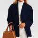 Women's blazer jacket with notched lapels, long sleeves and flap pockets
