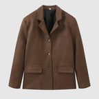 Women's blazer jacket with notched lapels, long sleeves and flap pockets