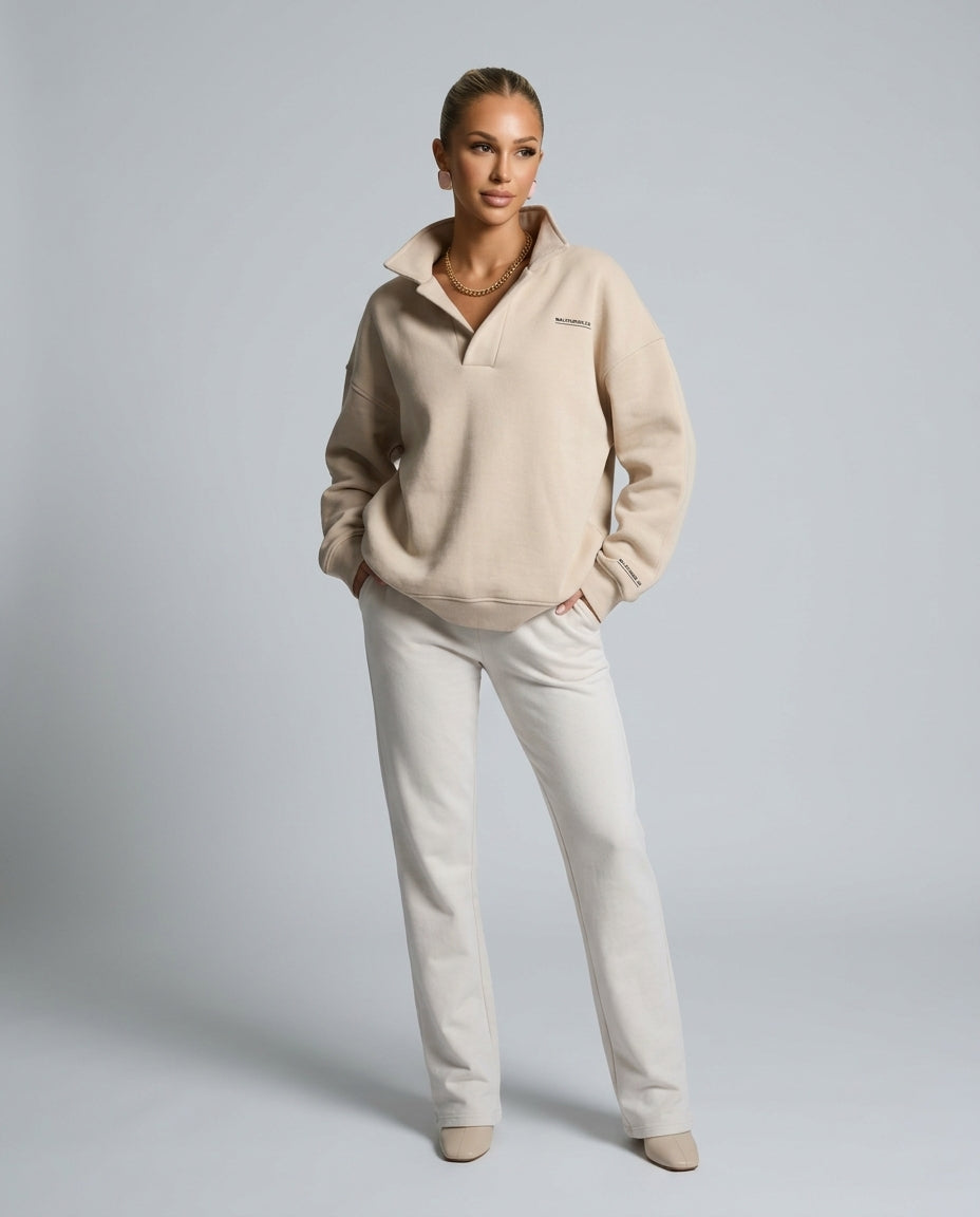 Women's oversized hooded lounge hoodie with long sleeves and ribbed trims