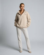 Women's oversized hooded lounge hoodie with long sleeves and ribbed trims