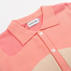 Men's pastel colorblock knit polo shirt with button front
