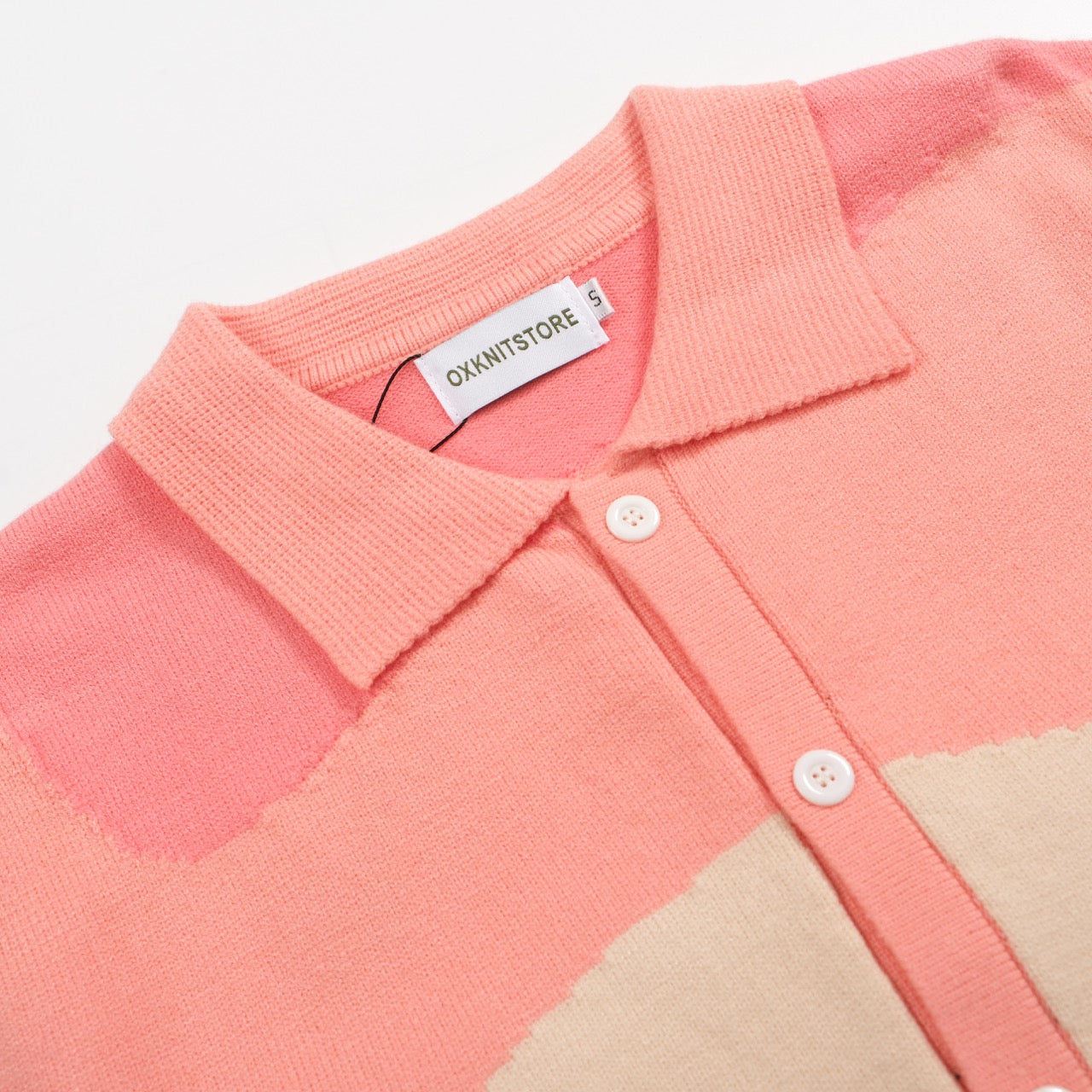 Men's pastel colorblock knit polo shirt with button front