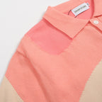 Men's pastel colorblock knit polo shirt with button front