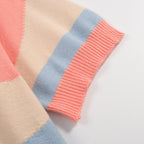 Men's pastel colorblock knit polo shirt with button front