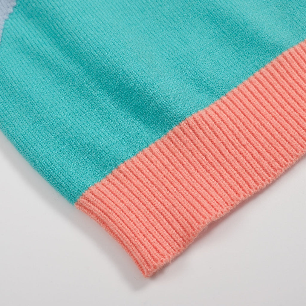Men's pastel colorblock knit polo shirt with button front