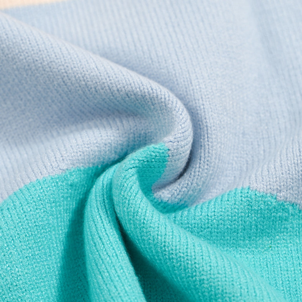 Men's pastel colorblock knit polo shirt with button front