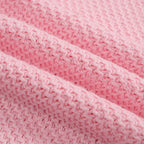 Men's pink waffle knit polo with V-neck collar