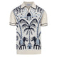 Men's safari jacquard polo shirt with elephant and palm tree motifs