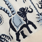 Men's safari jacquard polo shirt with elephant and palm tree motifs