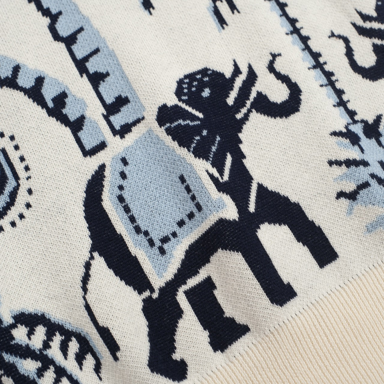 Men's safari jacquard polo shirt with elephant and palm tree motifs