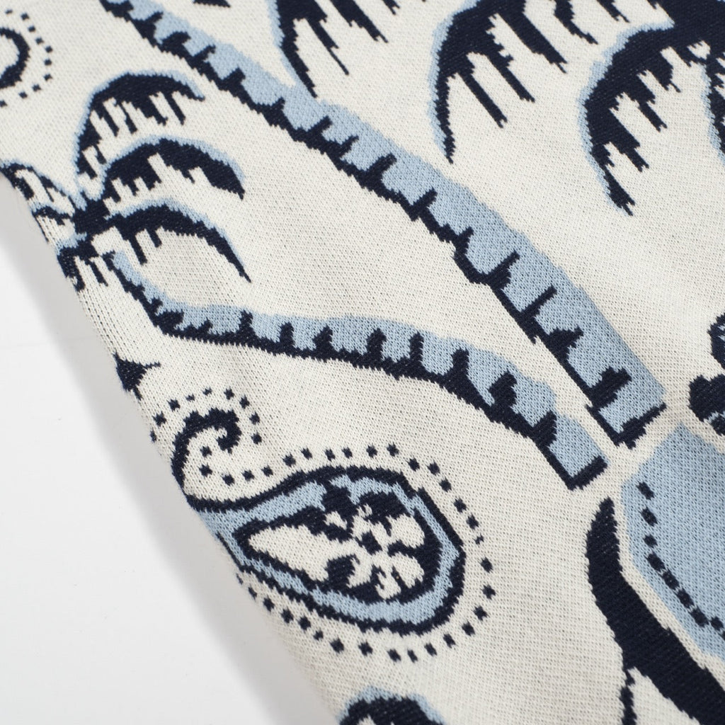 Men's safari jacquard polo shirt with elephant and palm tree motifs