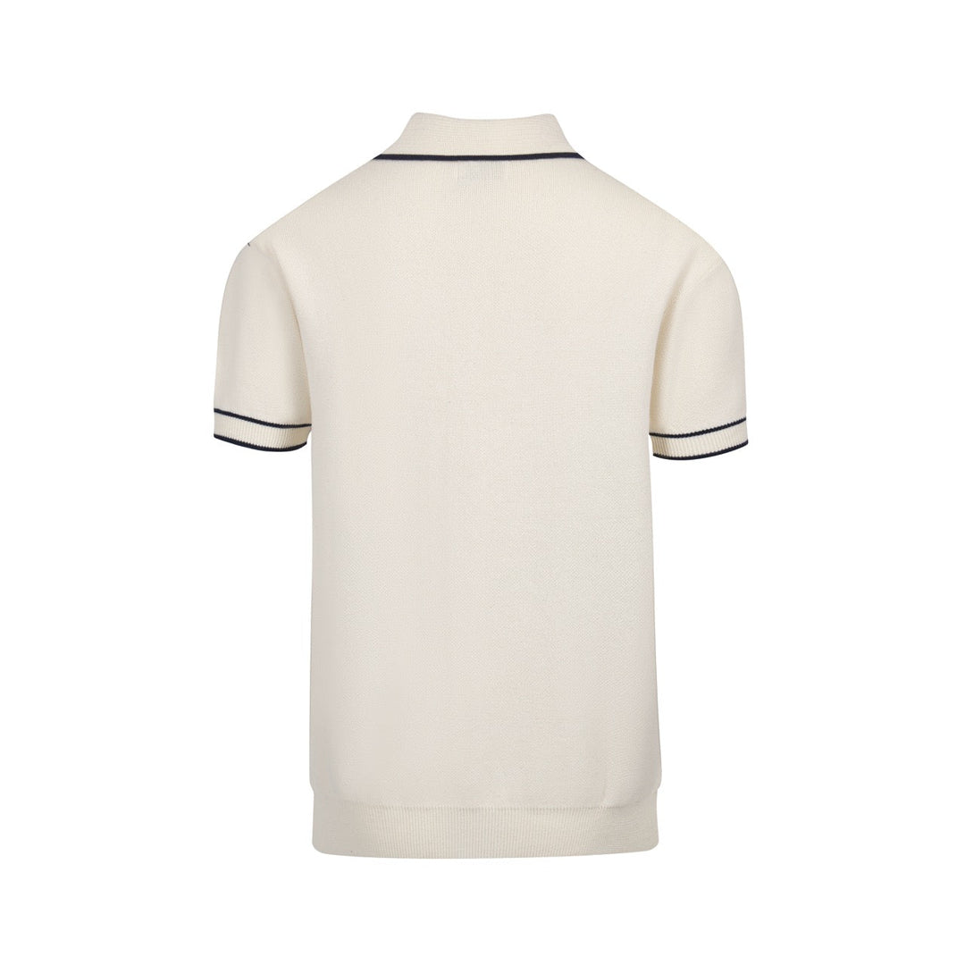 Men's safari jacquard polo shirt with elephant and palm tree motifs