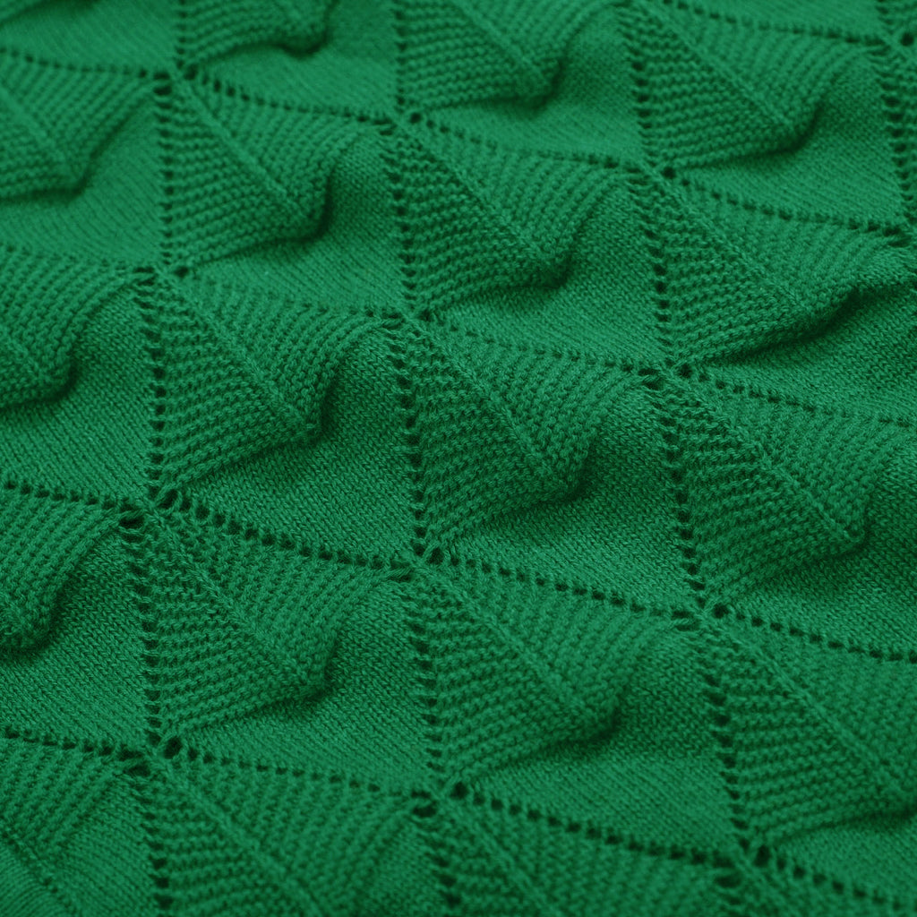 Men's green textured knit cardigan with V-neck and short sleeves