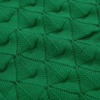 Men's green textured knit cardigan with V-neck and short sleeves