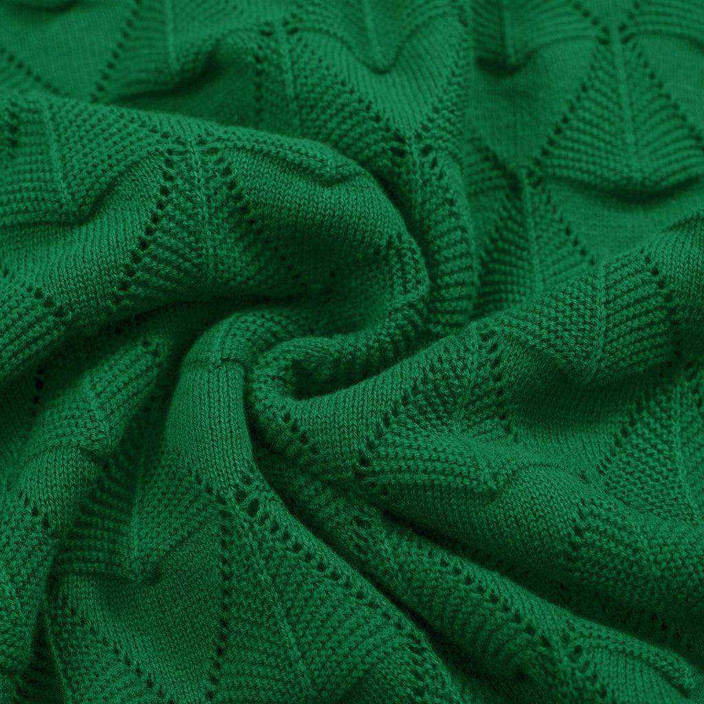 Men's green textured knit cardigan with V-neck and short sleeves