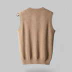Men's plain V-neck sweater vest with sleeveless cut