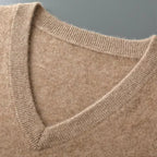 Men's plain V-neck sweater vest with sleeveless cut