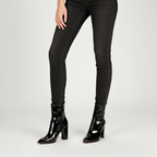 Women's patent ankle boots with pointed toes and high block heels