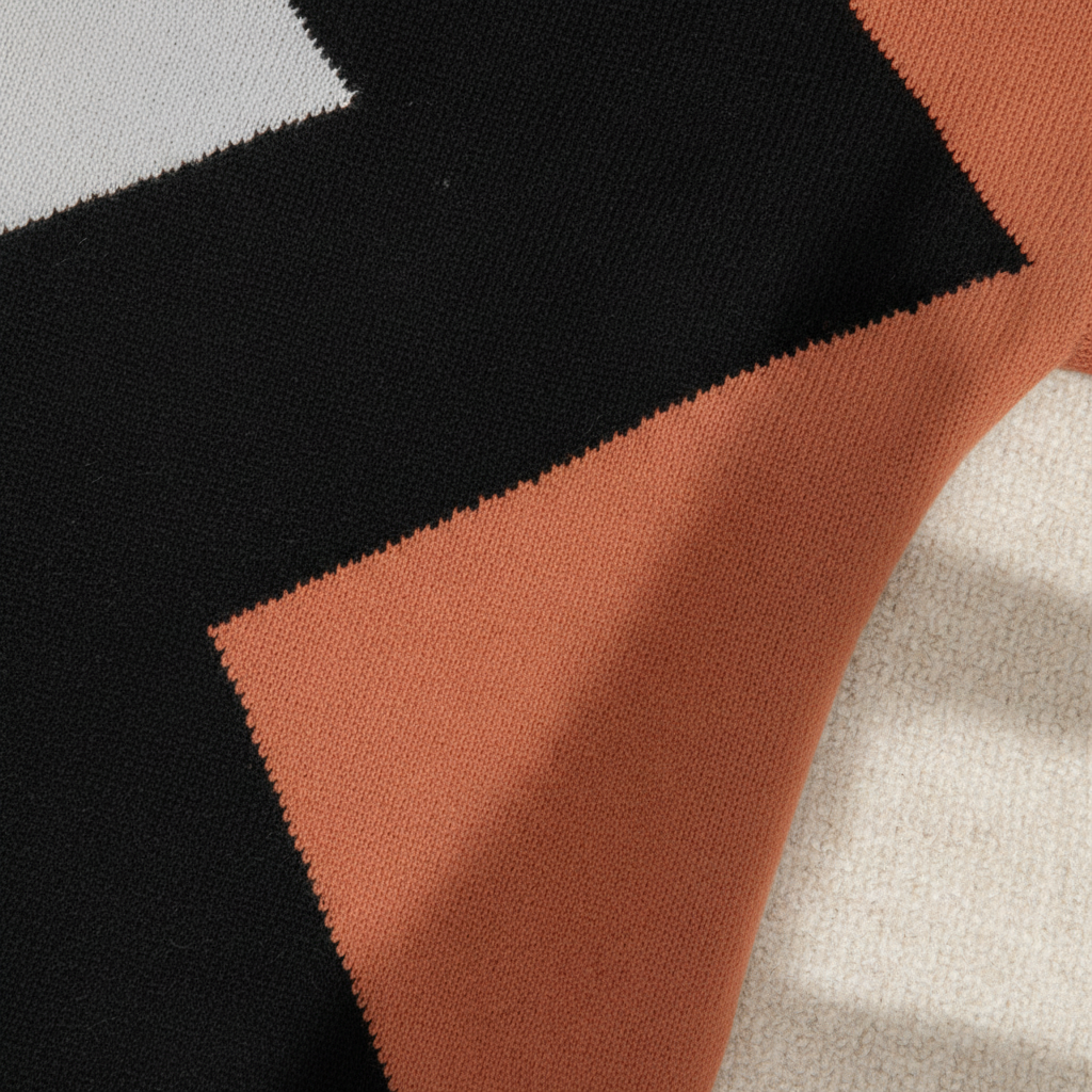 Women's geometric patchwork sweater with contrasting colour panels