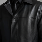Men's long coat with notched lapel, long sleeves and button front