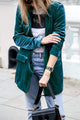Women's velvet blazer with notched lapels and long sleeves