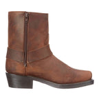 Men's western cowboy boot with harness strap and low heel