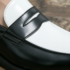 Men's contrast panel slip-on loafers with low heel