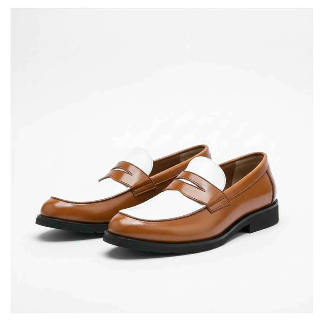 Men's contrast panel slip-on loafers with low heel
