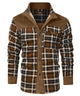 Men's checked jacket with stand collar, long sleeves and button front