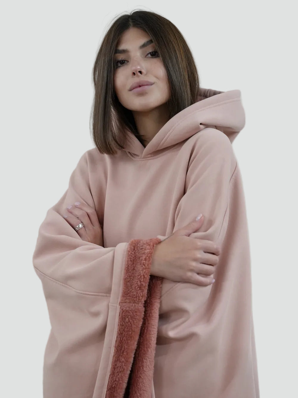 Unisex hooded poncho blanket with oversized fit