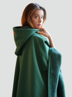 Unisex hooded poncho blanket with oversized fit