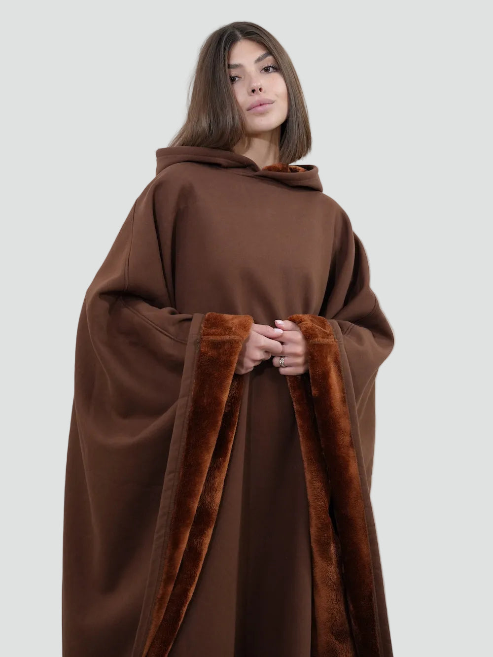 Unisex hooded poncho blanket with oversized fit
