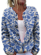 Women's floral patterned cardigan with buttons and long sleeves