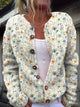 Women's floral patterned cardigan with buttons and long sleeves