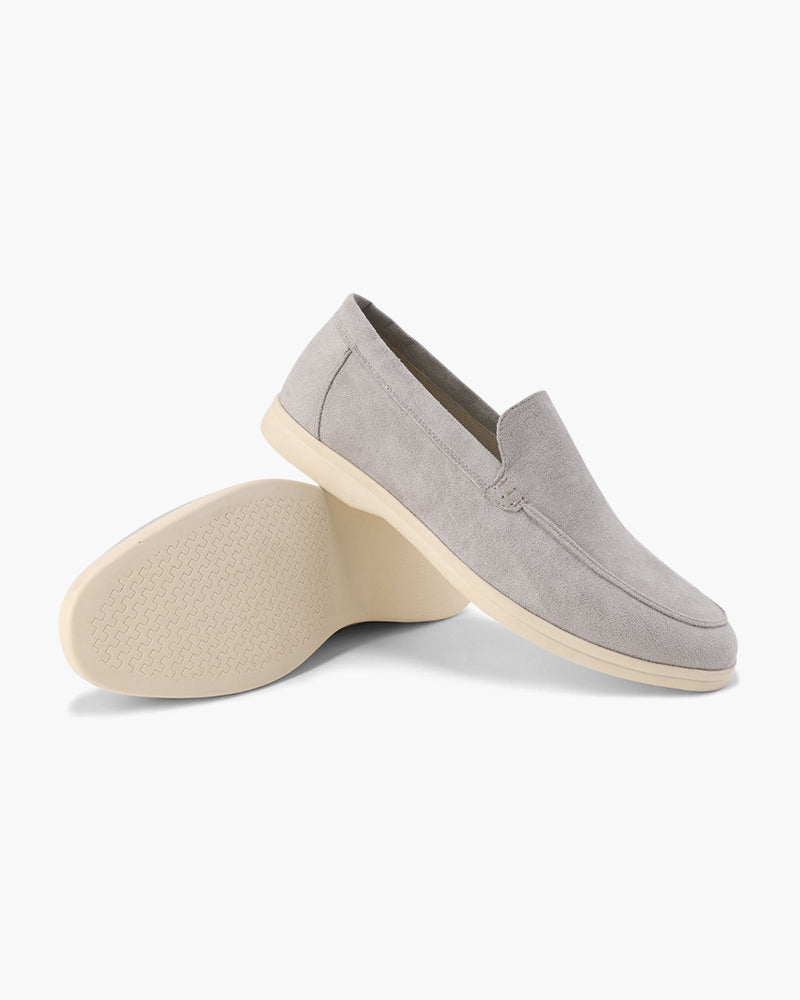 Unisex textured slip-on loafers with round toes and low wedge heels