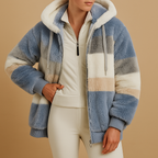 Women's hooded colour-block jacket with long sleeves, front zip and side pockets