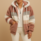 Women's hooded colour-block jacket with long sleeves, front zip and side pockets