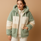 Women's hooded colour-block jacket with long sleeves, front zip and side pockets