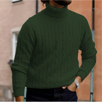 Men's textured turtle neck jumper with long sleeves and ribbed trims