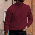 Men's textured turtle neck jumper with long sleeves and ribbed trims