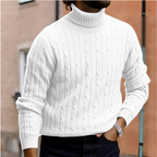 Men's textured turtle neck jumper with long sleeves and ribbed trims
