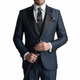 Men's three-piece suit with notch lapel, contrast trim, waistcoat and trousers