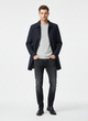Men's longline trench coat with pointed collar, button front and side pockets