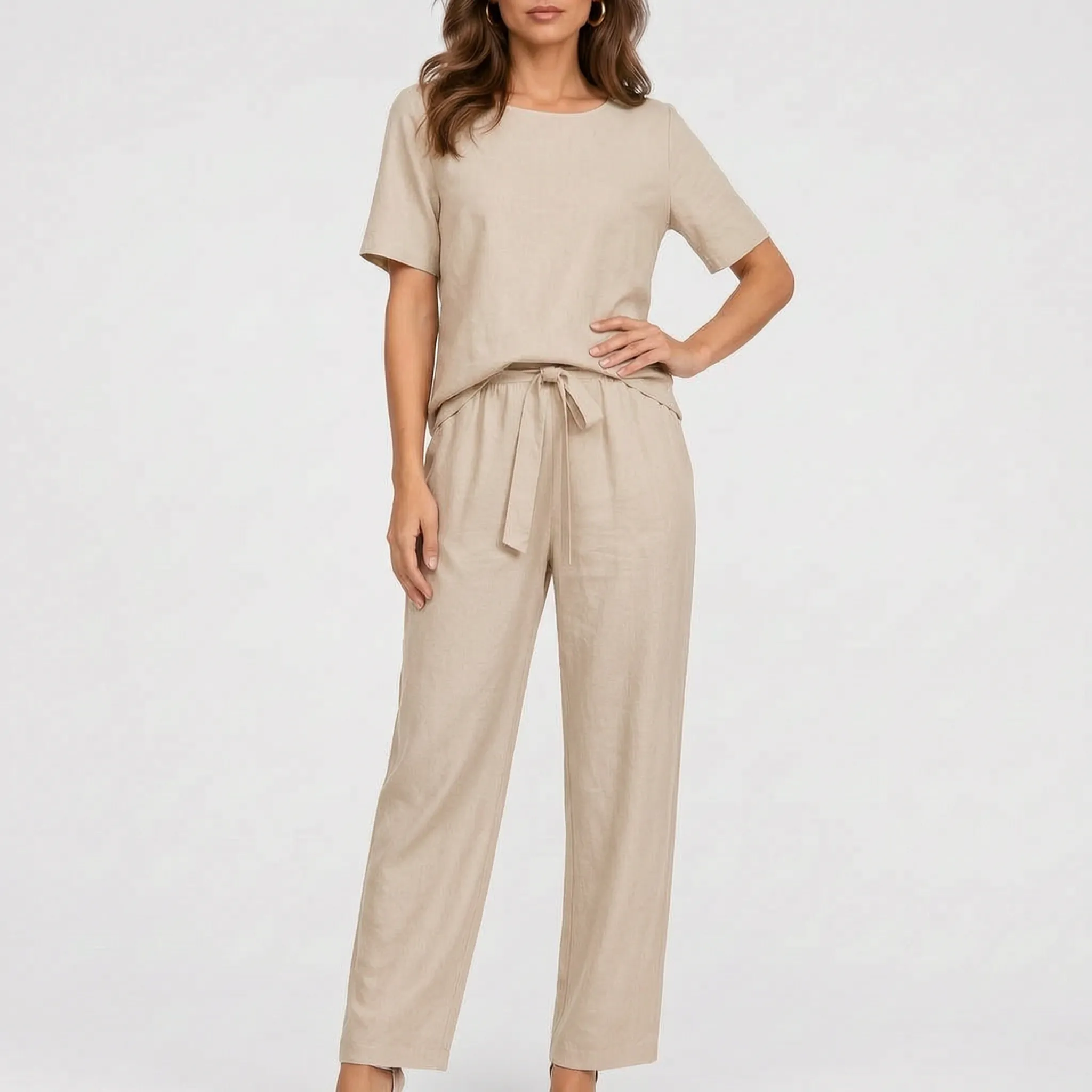 LuminaSet  - Womens Two Piece Pant Set Relaxed Daily Wear