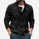 Men's cable knit cardigan with mock neck, button front and long sleeves