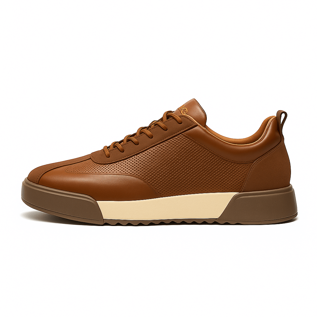 Low-top lace-up sneakers with textured side panels
